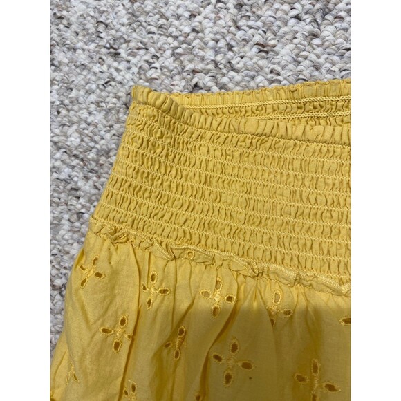American Eagle Eyelet Lace Tiered Floral Ruffle Mini Skirt Yellow - Picture 3 of 7